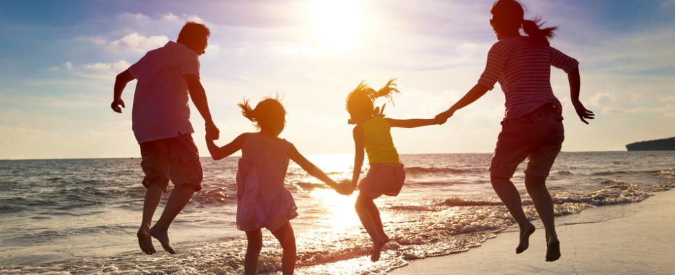 family on the beach