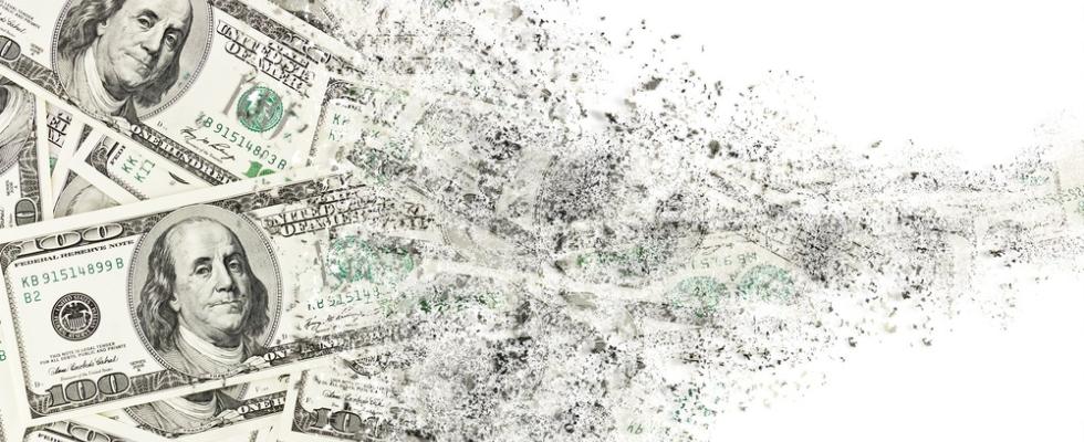 money disintegrating